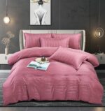 Lenjerie de pat bumbac damasc cu dunga lata – Premium – 6 piese, Model 10069 - imagine 4