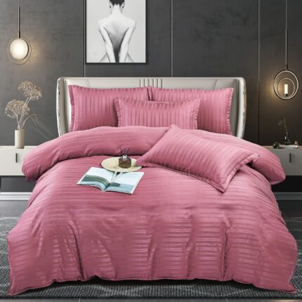 Lenjerie de pat bumbac damasc cu dunga lata – Premium – 6 piese, Model 10069 - imagine 4