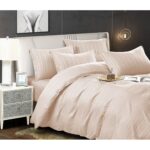 Lenjerie de pat bumbac damasc cu dunga lata – Premium – 6 piese, Model 10070