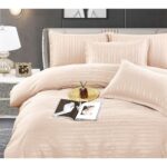 Lenjerie de pat bumbac damasc cu dunga lata – Premium – 6 piese, Model 10070 - imagine 2
