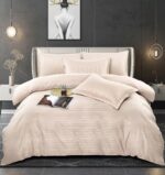 Lenjerie de pat bumbac damasc cu dunga lata – Premium – 6 piese, Model 10070 - imagine 4