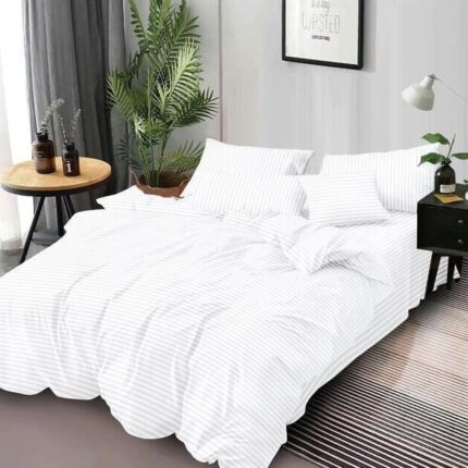 Lenjerie de pat bumbac Damasc hotelier – 6 piese, Model 18055