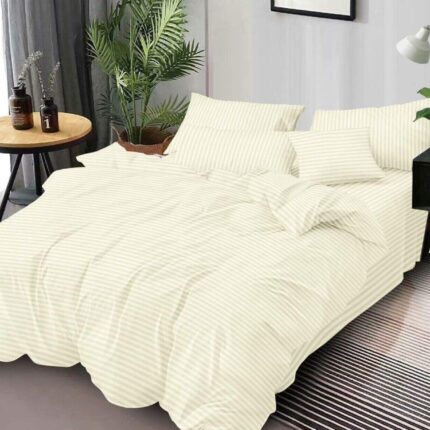 Lenjerie de pat bumbac Damasc hotelier – cu elastic – 6 piese, Model 18116 - imagine 2