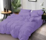 Lenjerie de pat bumbac Damasc hotelier – cu elastic – 6 piese, Model 18117 - imagine 2