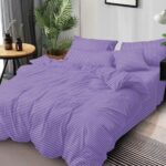 Lenjerie de pat bumbac Damasc hotelier – cu elastic – 6 piese, Model 18117 - imagine 2