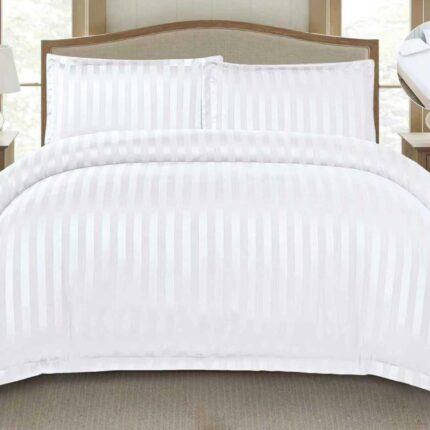 Lenjerie de pat bumbac Damasc Hotelier – cu elastic – 6 piese, Model 18228