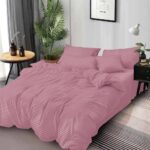 Lenjerie de pat bumbac Damasc hotelier – cu elastic – 6 piese, Model 18497