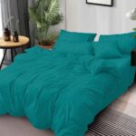 Lenjerie de pat bumbac Damasc hotelier – cu elastic – 6 piese, Model 18498 - imagine 2