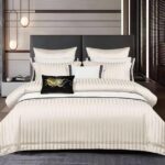Lenjerie de pat bumbac Damasc hotelier Premium – cu elastic – 6 piese, Model 18442