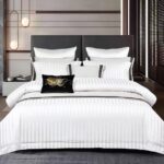 Lenjerie de pat bumbac Damasc hotelier Premium – cu elastic – 6 piese, Model 18443