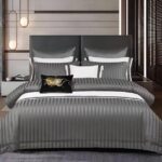 Lenjerie de pat bumbac Damasc hotelier Premium – cu elastic – 6 piese, Model 18444