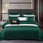Lenjerie de pat bumbac Damasc hotelier Premium – cu elastic – 6 piese, Model 18445