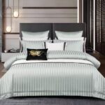 Lenjerie de pat bumbac Damasc hotelier Premium – cu elastic – 6 piese, Model 18504