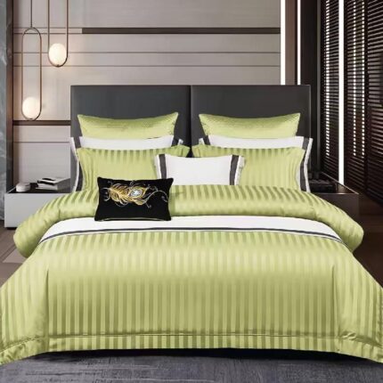 Lenjerie de pat bumbac Damasc hotelier Premium – cu elastic – 6 piese, Model 18505