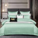 Lenjerie de pat bumbac Damasc hotelier Premium – cu elastic – 6 piese, Model 18507