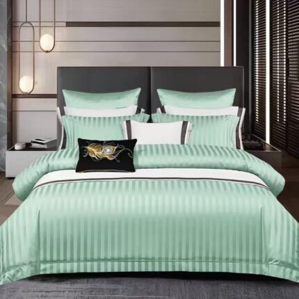 Lenjerie de pat bumbac Damasc hotelier Premium – cu elastic – 6 piese, Model 18507