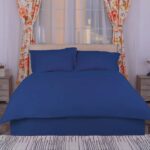 Lenjerie de pat bumbac damasc policoton (Albastru) – 4 piese, Model 4050 - imagine 2