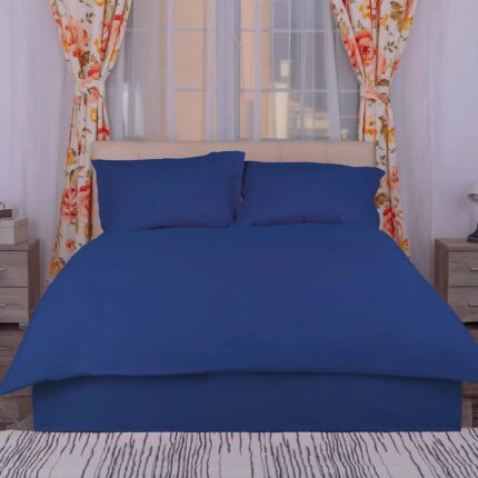 Lenjerie de pat bumbac damasc policoton (Albastru) – 4 piese, Model 4050 - imagine 2