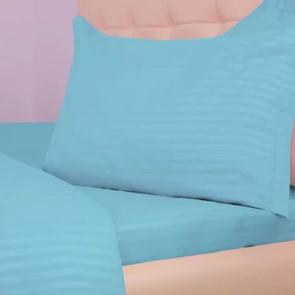 Lenjerie de pat bumbac damasc policoton (Bleu) – 4 piese, Model 4048