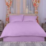 Lenjerie de pat bumbac damasc policoton (Lila) – 4 piese, Model 4047 - imagine 2