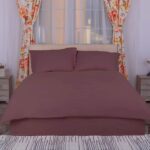 Lenjerie de pat bumbac damasc policoton (Maro) – 4 piese, Model 4046 - imagine 2