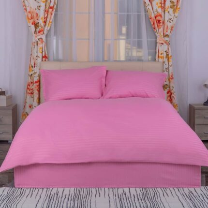 Lenjerie de pat bumbac damasc policoton (Roz) – 4 piese, Model 4043 - imagine 2