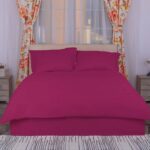 Lenjerie de pat bumbac damasc policoton (Visiniu) – 4 piese, Model 4041 - imagine 2