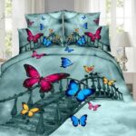 Lenjerie de pat bumbac digital print 3D – 4 piese, Model 2547