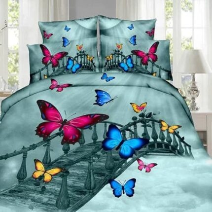 Lenjerie de pat bumbac digital print 3D – 4 piese, Model 2547