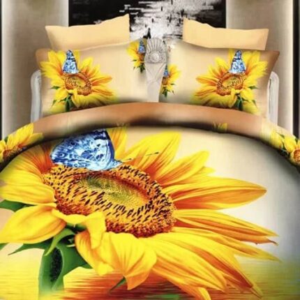 Lenjerie de pat bumbac digital print 3D – 4 piese, Model 2576