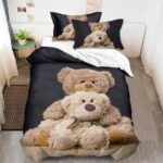 Lenjerie de pat bumbac finet 3D Premium – 1 persoana – 4 piese, Model 16124