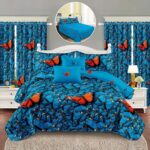 Lenjerie de pat bumbac finet – 6 piese + 2 Draperii, Model 16088 - imagine 2