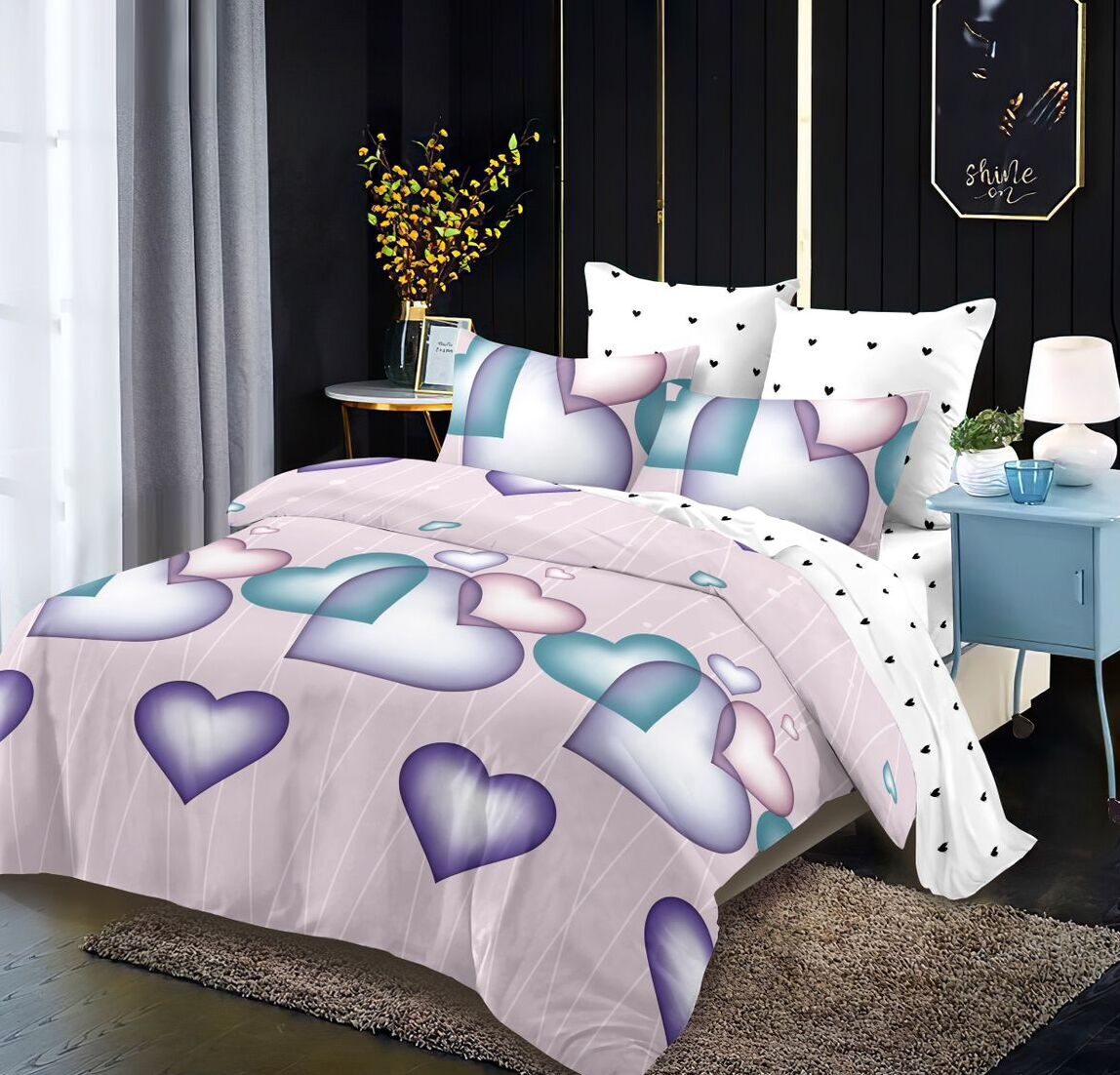Lenjerie de pat bumbac finet – 6 piese, Model 11133 - imagine 2 Lenjerie de pat bumbac finet – 6 piese, Model 11133 - imagine 2