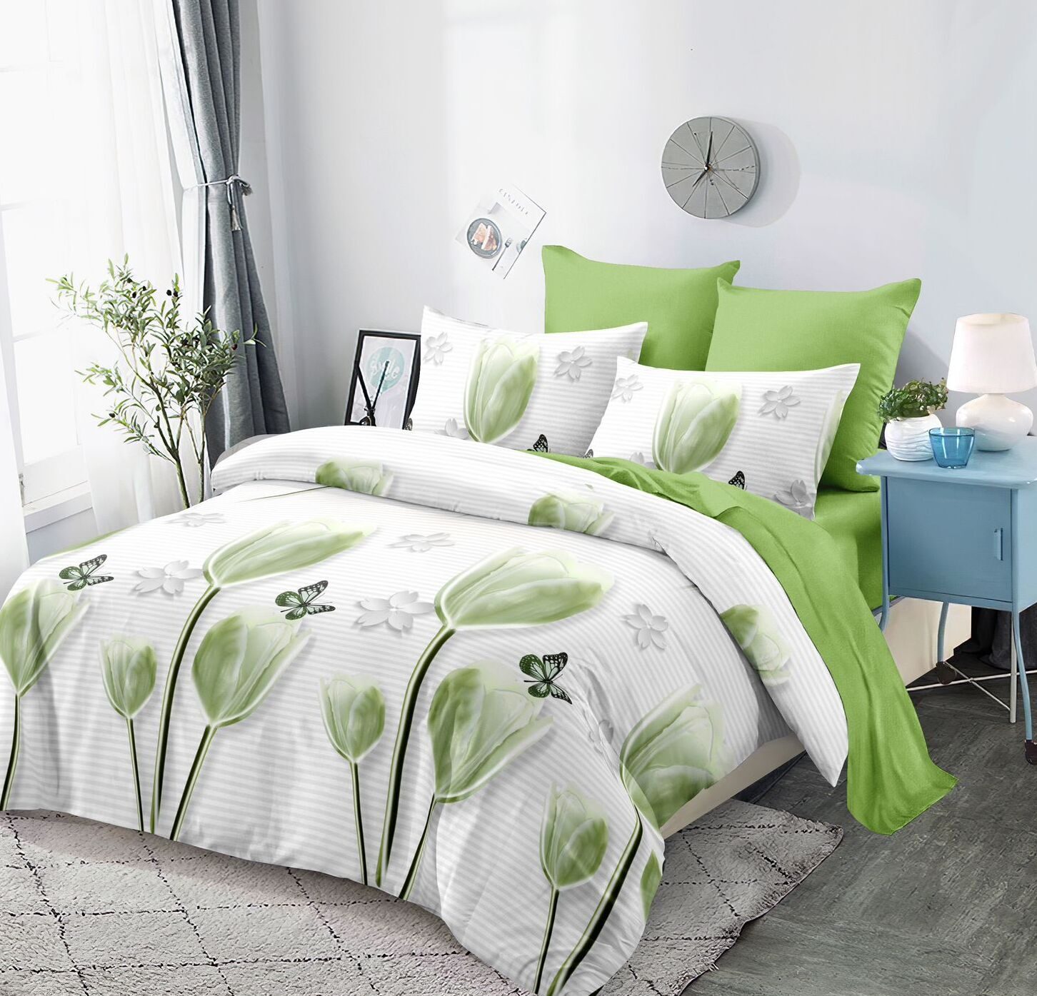 Lenjerie de pat bumbac finet – 6 piese, Model 12410 - imagine 2 Lenjerie de pat bumbac finet – 6 piese, Model 12410 - imagine 2