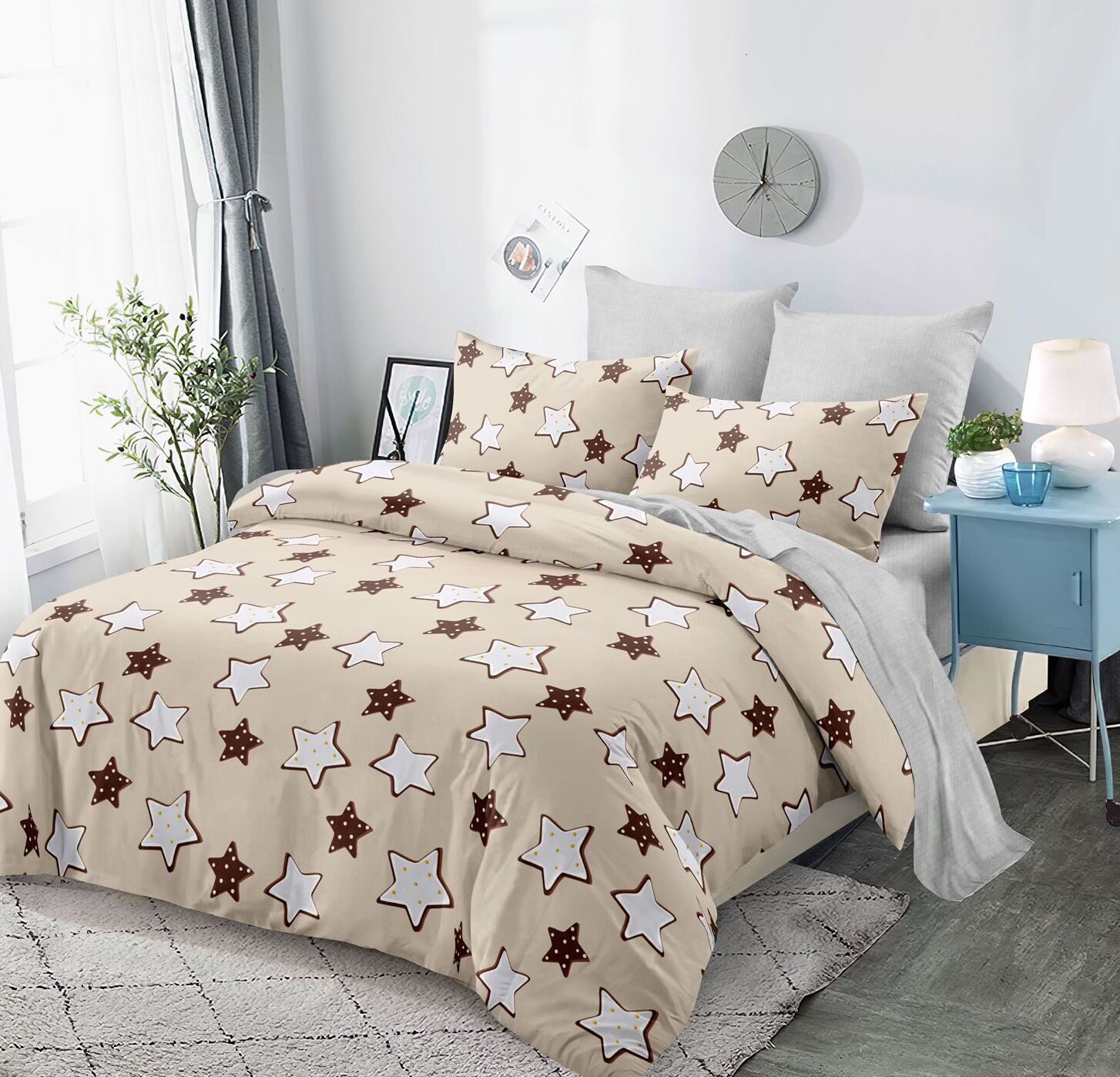 Lenjerie de pat bumbac finet – 6 piese, Model 12568 - imagine 2 Lenjerie de pat bumbac finet – 6 piese, Model 12568 - imagine 2