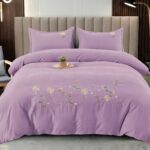 Lenjerie de pat bumbac finet Brodat de Lux – 4 piese, Model 6095 - imagine 2