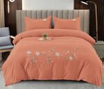 Lenjerie de pat bumbac finet Brodat de Lux – 4 piese, Model 6096 - imagine 2