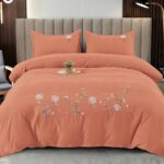 Lenjerie de pat bumbac finet Brodat de Lux – 4 piese, Model 6096 - imagine 2