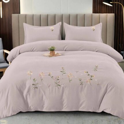 Lenjerie de pat bumbac finet Brodat de Lux – 4 piese, Model 6097 - imagine 2