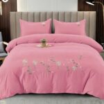 Lenjerie de pat bumbac finet Brodat de Lux – 4 piese, Model 6099 - imagine 2