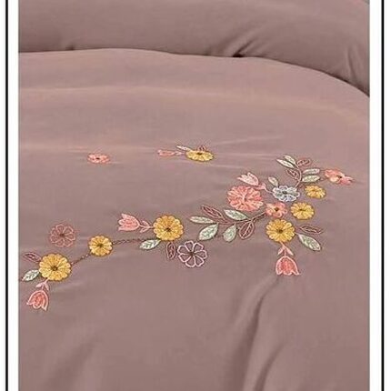 Lenjerie de pat bumbac finet Brodat de Lux – 4 piese, Model 6112