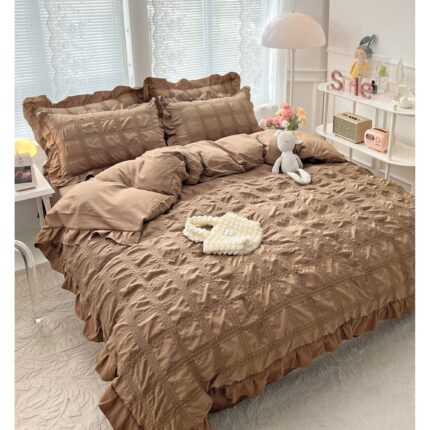 Lenjerie de pat bumbac finet creponat – 6 piese, Model 4981 - imagine 2