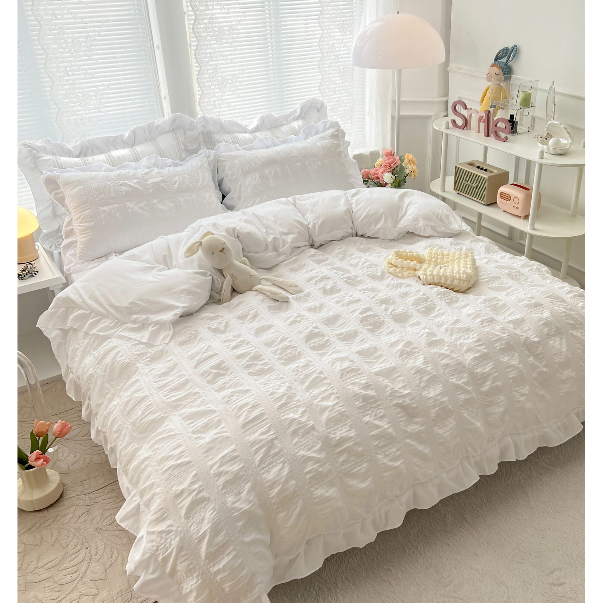 Lenjerie de pat bumbac finet creponat – 6 piese, Model 4982 - imagine 2 Lenjerie de pat bumbac finet creponat – 6 piese, Model 4982 - imagine 2