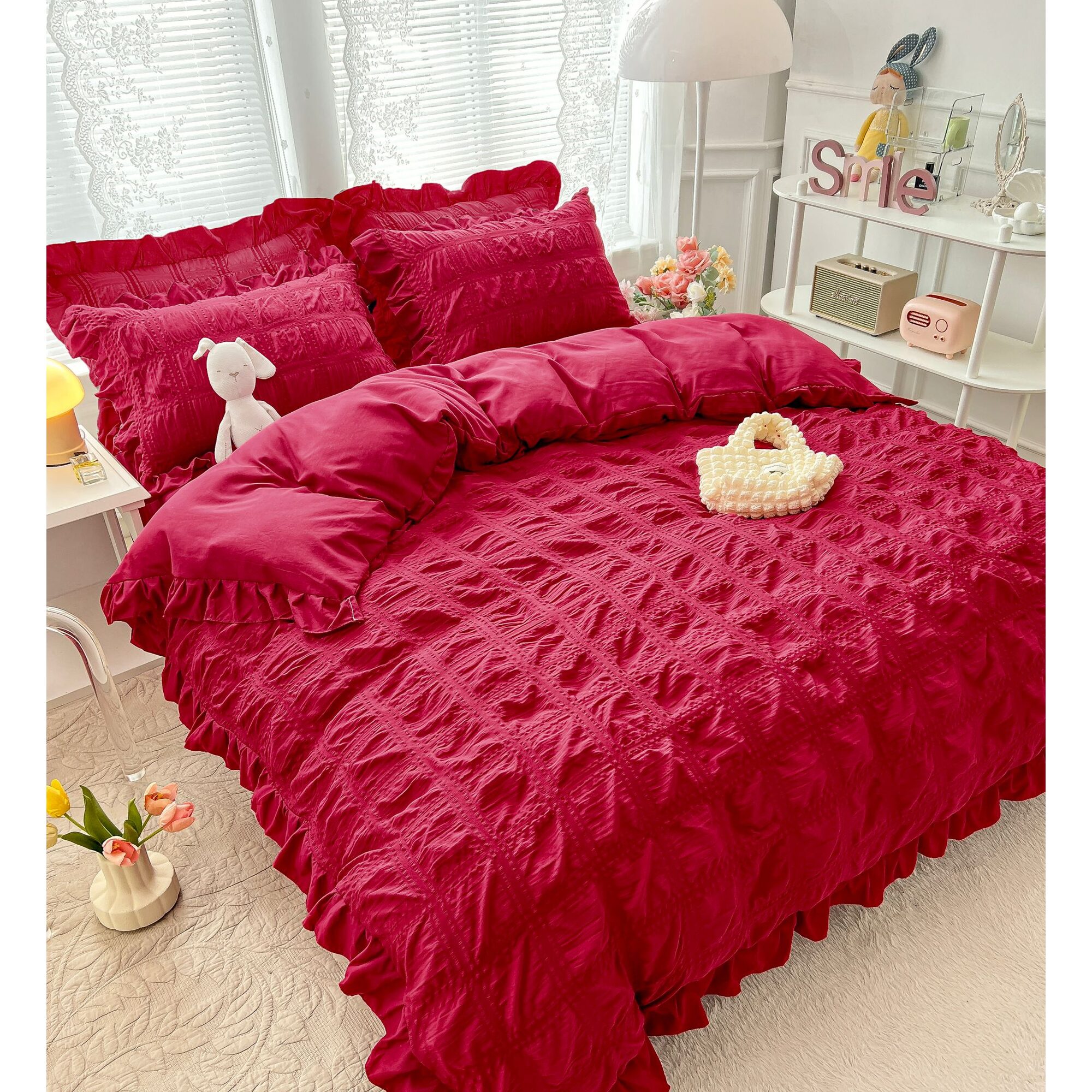 Lenjerie de pat bumbac finet creponat – 6 piese, Model 4984 - imagine 2 Lenjerie de pat bumbac finet creponat – 6 piese, Model 4984 - imagine 2