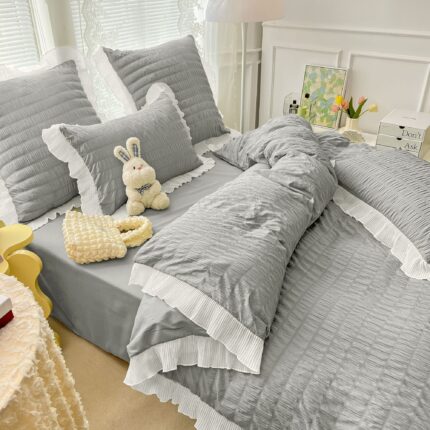 Lenjerie de pat bumbac finet creponat – 6 piese, Model 4987