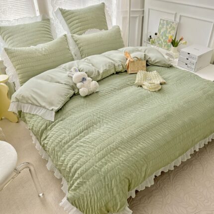 Lenjerie de pat bumbac finet creponat – 6 piese, Model 4992 - imagine 2