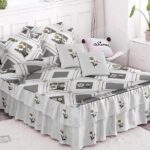 Lenjerie de pat bumbac finet cu 2 volanase – 6 piese, Model 5221