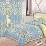 Lenjerie de pat bumbac finet cu elastic – 6 piese + 2 Draperii, Model 13917 - imagine 2