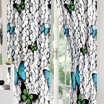 Lenjerie de pat bumbac finet cu elastic – 6 piese + 2 Draperii, Model 13918