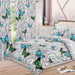 Lenjerie de pat bumbac finet cu elastic – 6 piese + 2 Draperii, Model 13918 - imagine 2